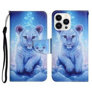 For iPhone 14 Pro 3D Colored Drawing Flip Leather Phone Case(Leopard)