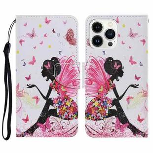 For iPhone 14 Pro Max 3D Colored Drawing Flip Leather Phone Case (Dance Girl)