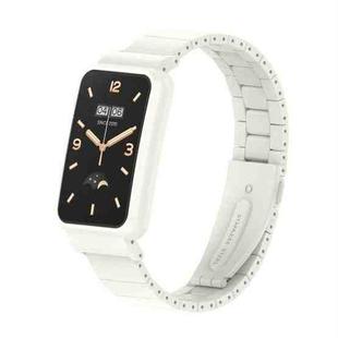 For Xiaomi Mi Band 7 Pro Bamboo Joint Metal Case Watch Band(Ivory White)