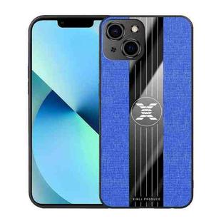 For iPhone 14 XINLI Stitching Cloth Texture Phone Case (Blue)