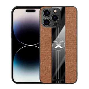 For iPhone 14 Pro XINLI Stitching Cloth Texture Phone Case(Brown)