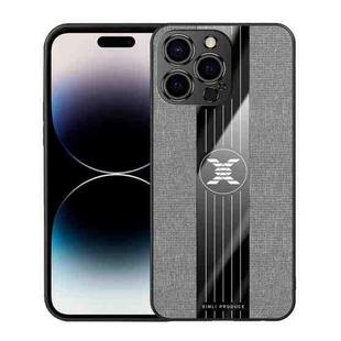 For iPhone 14 Pro XINLI Stitching Cloth Texture Phone Case(Grey)