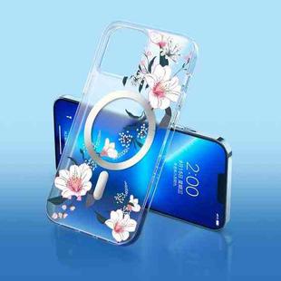 For iPhone 14 Plus Flower Frosted MagSafe Phone Case (Lily)