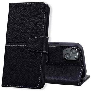 For iPhone 14 Plus Litchi RFID Leather Phone Case (Black)
