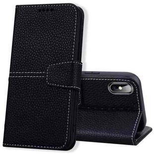 For iPhone XS Max Litchi RFID Leather Phone Case(Black)