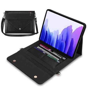For Samsung Galaxy Tab S8 Ultra 3-fold Zipper Leather Tablet Case Crossbody Pocket Bag(Black)