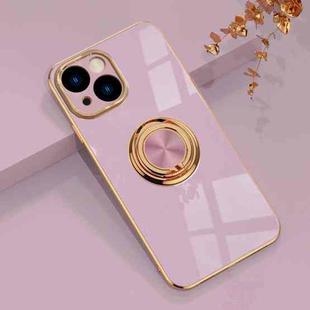 For iPhone 14 6D Electroplating Ring Phone Case (Light Purple)
