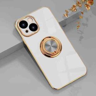 For iPhone 14 Plus 6D Electroplating Ring Phone Case (White)