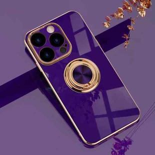 For iPhone 14 Pro 6D Electroplating Ring Phone Case (Deep Purple)