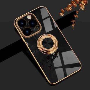 For iPhone 14 Pro Max 6D Electroplating Ring Phone Case (Black)
