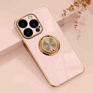 For iPhone 14 Pro Max 6D Electroplating Ring Phone Case (Light Pink)