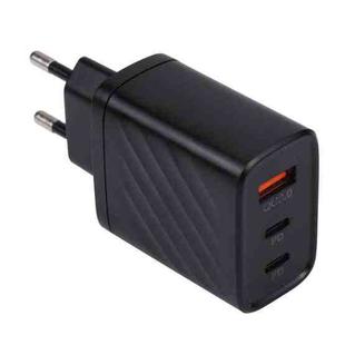 AR-892 3 in 1 QC3.0 PD20W USB + USB-C / Type-C Wall Travel Charger, Plug Type:EU Plug(Black)