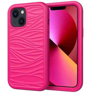 For iPhone 14 Wave Pattern 3 in 1 Silicone + PC Shockproof Phone Case (Hot Pink)