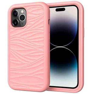 For iPhone 14 Pro Max Wave Pattern 3 in 1 Silicone + PC Shockproof Phone Case (Rose Gold)