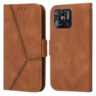For Xiaomi Redmi 10C Embossing Stripe RFID Leather Phone Case(Brown)