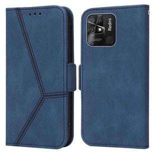 For Xiaomi Redmi 10C Embossing Stripe RFID Leather Phone Case(Blue)