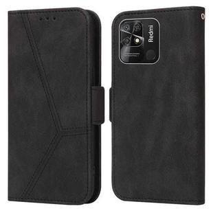 For Xiaomi Redmi 10C Embossing Stripe RFID Leather Phone Case(Black)