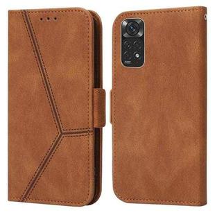For Xiaomi Redmi Note 11 4G Embossing Stripe RFID Leather Phone Case(Brown)