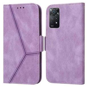 For Xiaomi Redmi Note 11 Pro Embossing Stripe RFID Leather Phone Case(Purple)