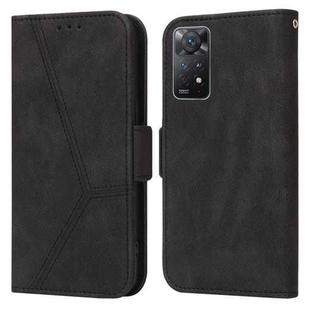 For Xiaomi Redmi Note 11 Pro Embossing Stripe RFID Leather Phone Case(Black)