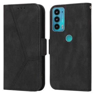 For Motorola Moto E20 / E30 / E40 Embossing Stripe RFID Leather Phone Case(Black)