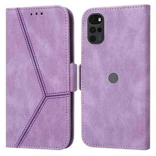 For Motorola Moto G22 Embossing Stripe RFID Leather Phone Case(Purple)