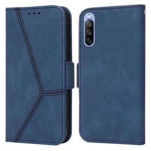 For Sony Xperia 10 III Embossing Stripe RFID Leather Phone Case(Blue)