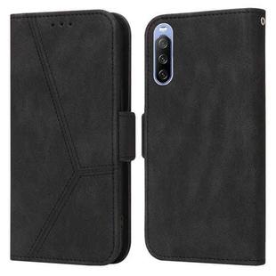 For Sony Xperia 10 III Embossing Stripe RFID Leather Phone Case(Black)