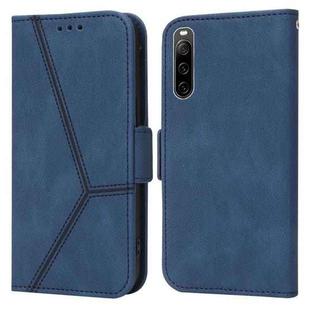 For Sony Xperia 10 IV Embossing Stripe RFID Leather Phone Case(Blue)