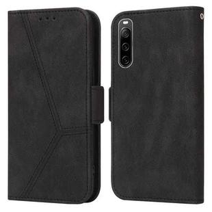 For Sony Xperia 10 IV Embossing Stripe RFID Leather Phone Case(Black)