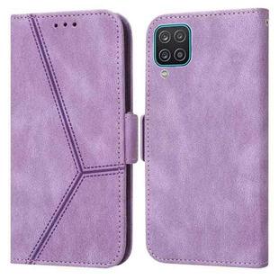 For Samsung Galaxy A12 5G / 4G Embossing Stripe RFID Leather Phone Case(Purple)