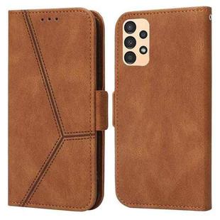 For Samsung Galaxy A13 5G / 4G Embossing Stripe RFID Leather Phone Case(Brown)