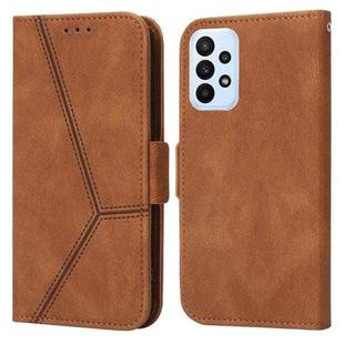 For Samsung Galaxy A23 4G Embossing Stripe RFID Leather Phone Case(Brown)