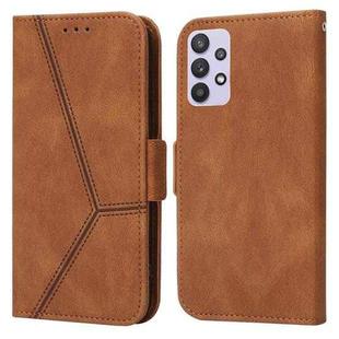 For Samsung Galaxy A32 5G Embossing Stripe RFID Leather Phone Case(Brown)