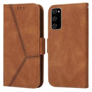 For Samsung Galaxy S20 FE Embossing Stripe RFID Leather Phone Case(Brown)