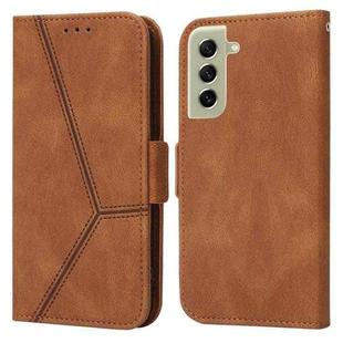 For Samsung Galaxy S21 FE 5G Embossing Stripe RFID Leather Phone Case(Brown)