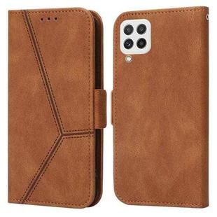 For Samsung Galaxy A22 4G / M32 4G Embossing Stripe RFID Leather Phone Case(Brown)
