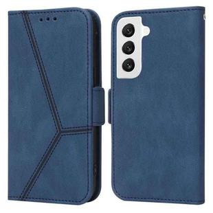 For Samsung Galaxy S22 5G Embossing Stripe RFID Leather Phone Case(Blue)