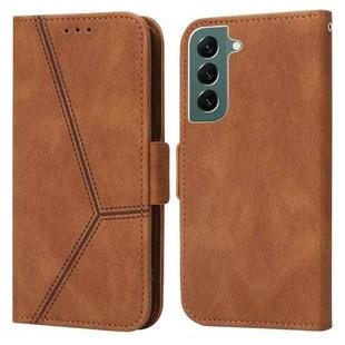 For Samsung Galaxy S22+ 5G Embossing Stripe RFID Leather Phone Case(Brown)