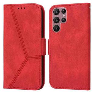 For Samsung Galaxy S22 Ultra 5G Embossing Stripe RFID Leather Phone Case(Red)