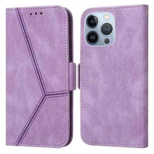 For iPhone 14 Pro Max Embossing Stripe RFID Leather Phone Case (Purple)