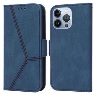 For iPhone 14 Pro Max Embossing Stripe RFID Leather Phone Case (Blue)