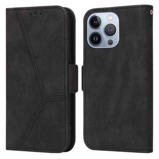 For iPhone 14 Pro Max Embossing Stripe RFID Leather Phone Case (Black)