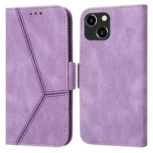 For iPhone 14 Plus Embossing Stripe RFID Leather Phone Case (Purple)