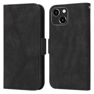 For iPhone 14 Plus Embossing Stripe RFID Leather Phone Case (Black)