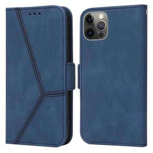 For iPhone 13 Pro Embossing Stripe RFID Leather Phone Case (Blue)
