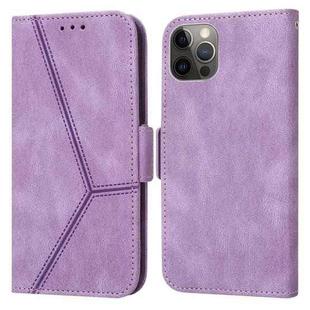 For iPhone 12 Pro Max Embossing Stripe RFID Leather Phone Case(Purple)