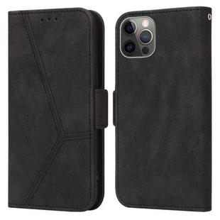 For iPhone 12 / 12 Pro Embossing Stripe RFID Leather Phone Case(Black)