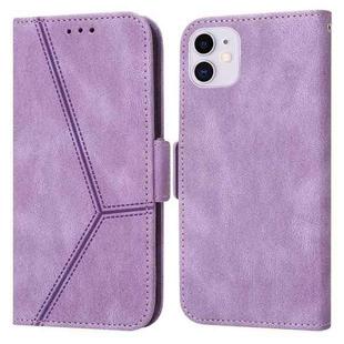 For iPhone 12 mini Embossing Stripe RFID Leather Phone Case (Purple)