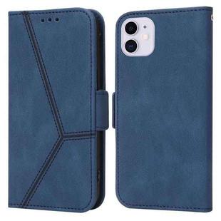 For iPhone 12 mini Embossing Stripe RFID Leather Phone Case (Blue)